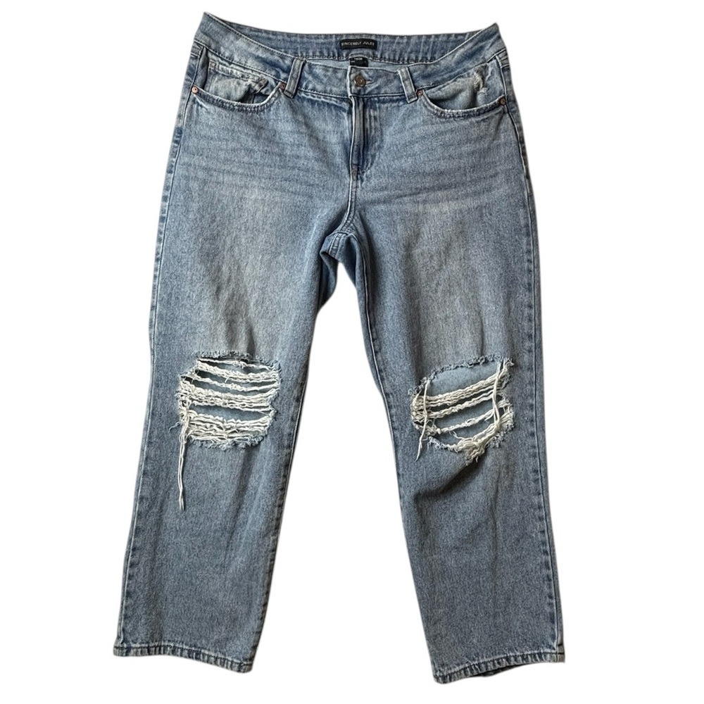 Sincerely Jules Light Blue Distressed Boyfriend Jeans